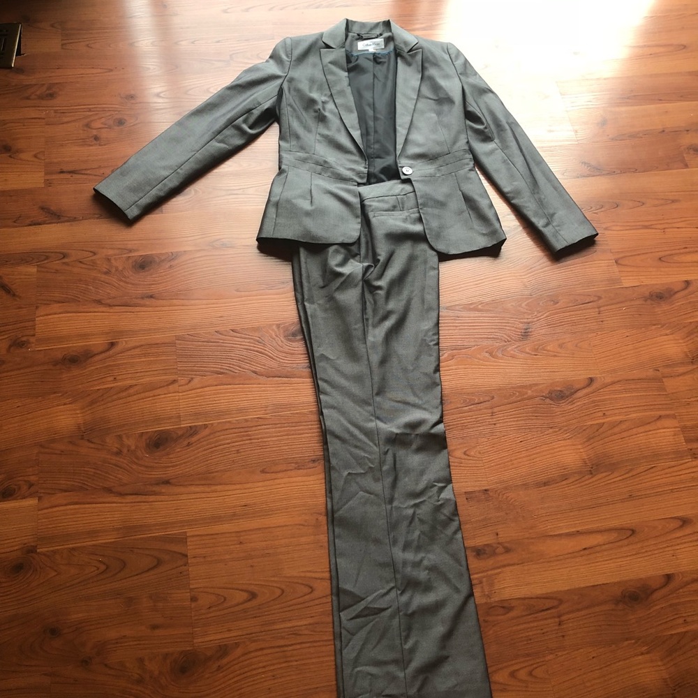Calvin Klein Gray Shimmer Sheen Suit NWOT